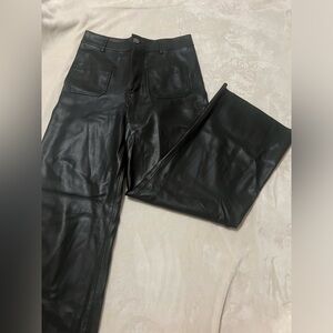Zara leather wide leg pants